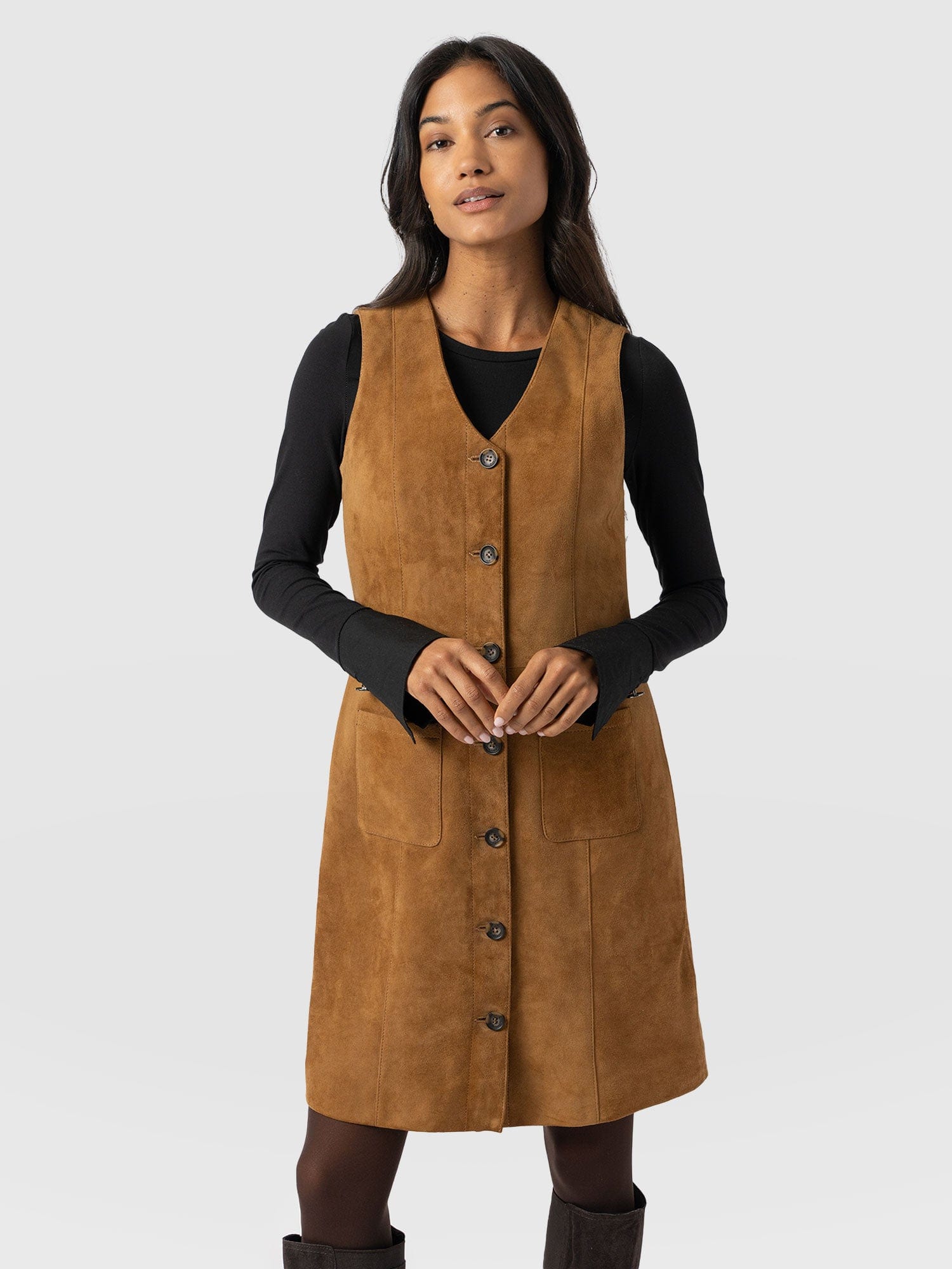 Luther Suede Mini Dress - Camel