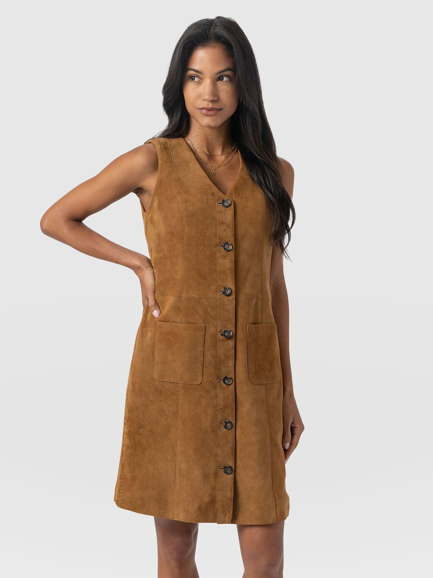 Luther Suede Mini Dress - Camel - Women's Dresses | Saint + Sofia® UK