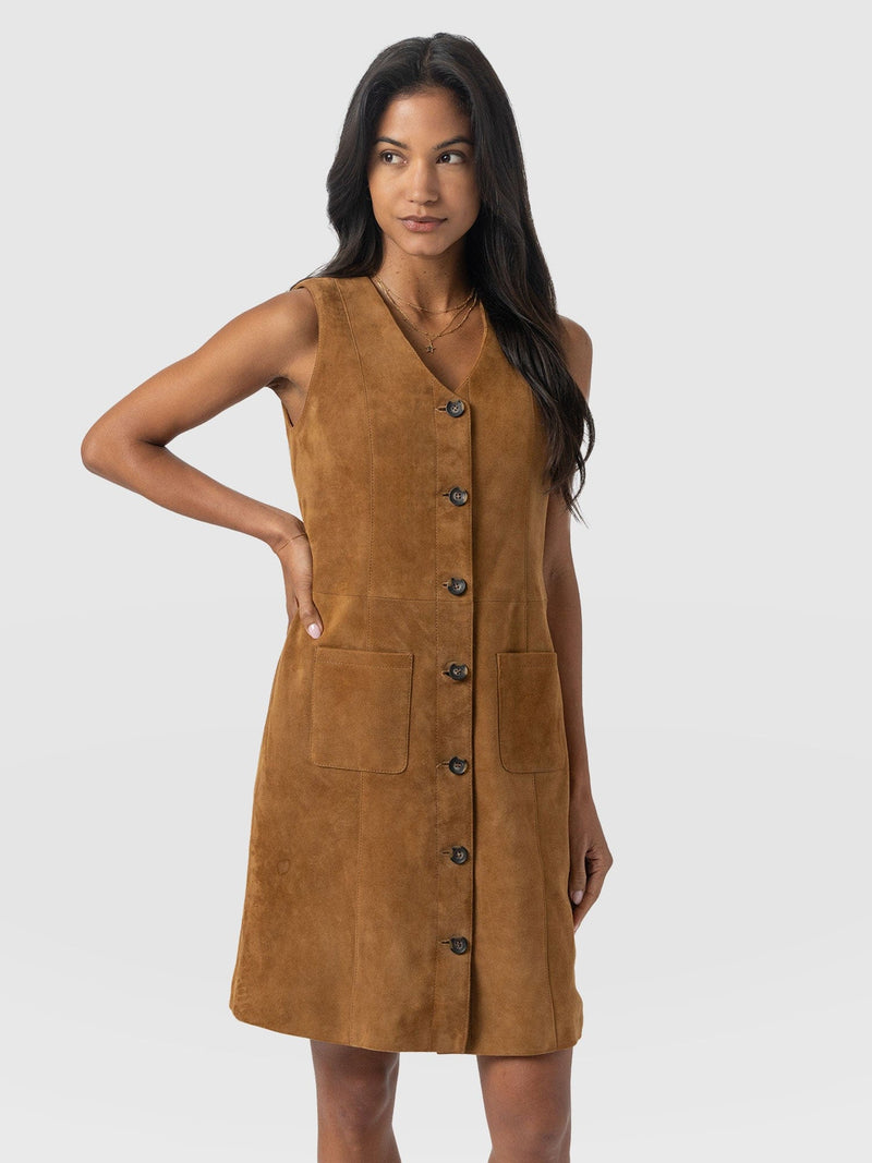 Luther Suede Mini Dress - Camel - Women's Dresses | Saint + Sofia® UK