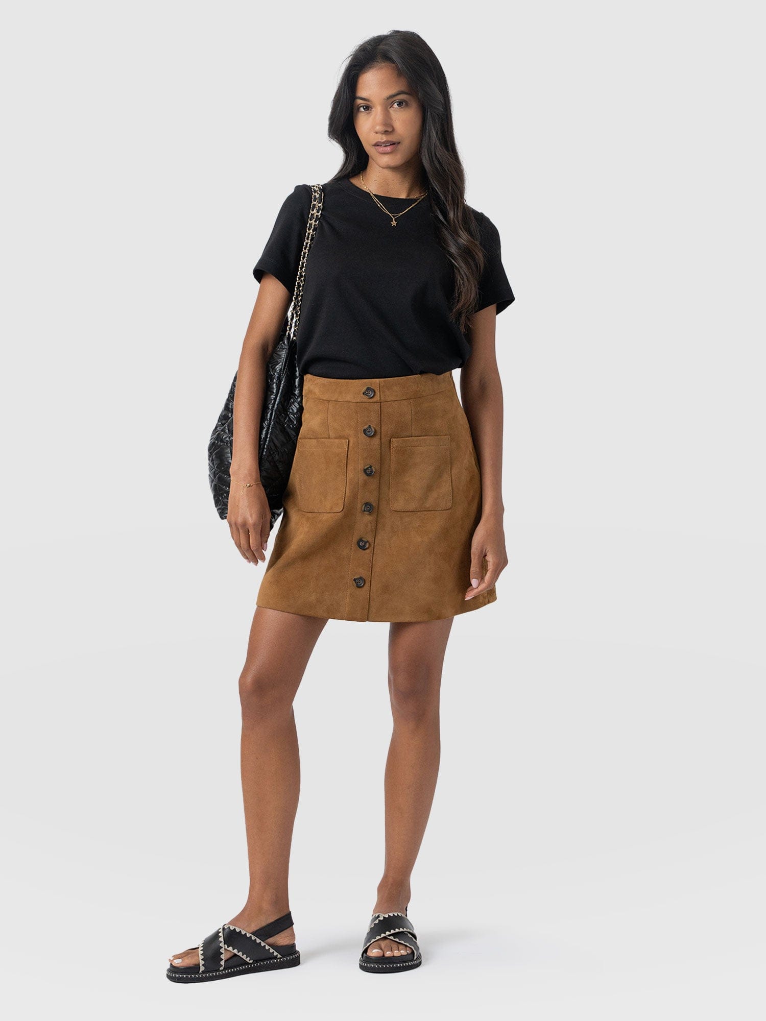 Luther Suede Mini Skirt- Camel