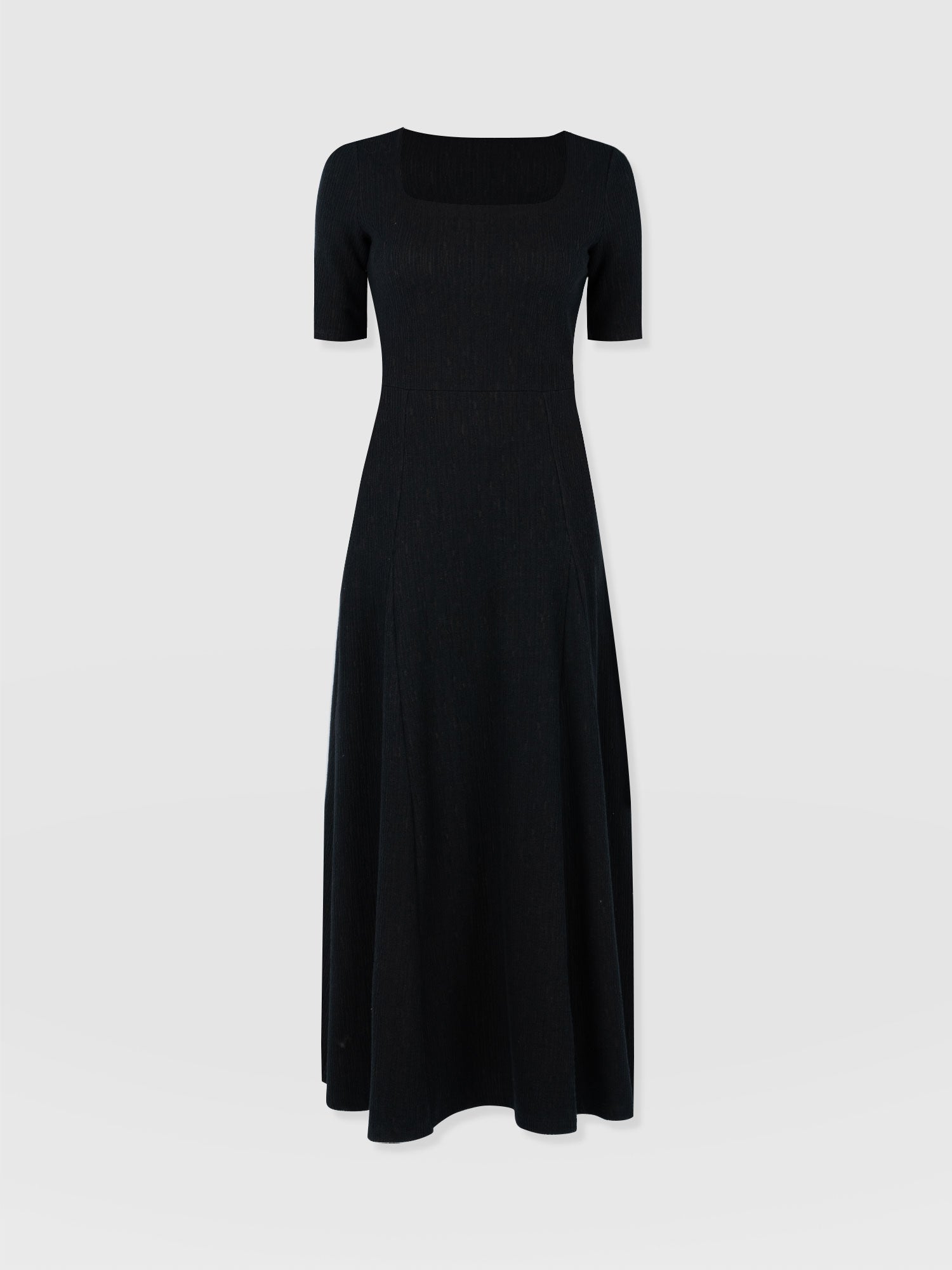 Akia Short Sleeve Dress - Black Textured - Women's Dresss | Saint + Sofia® UK