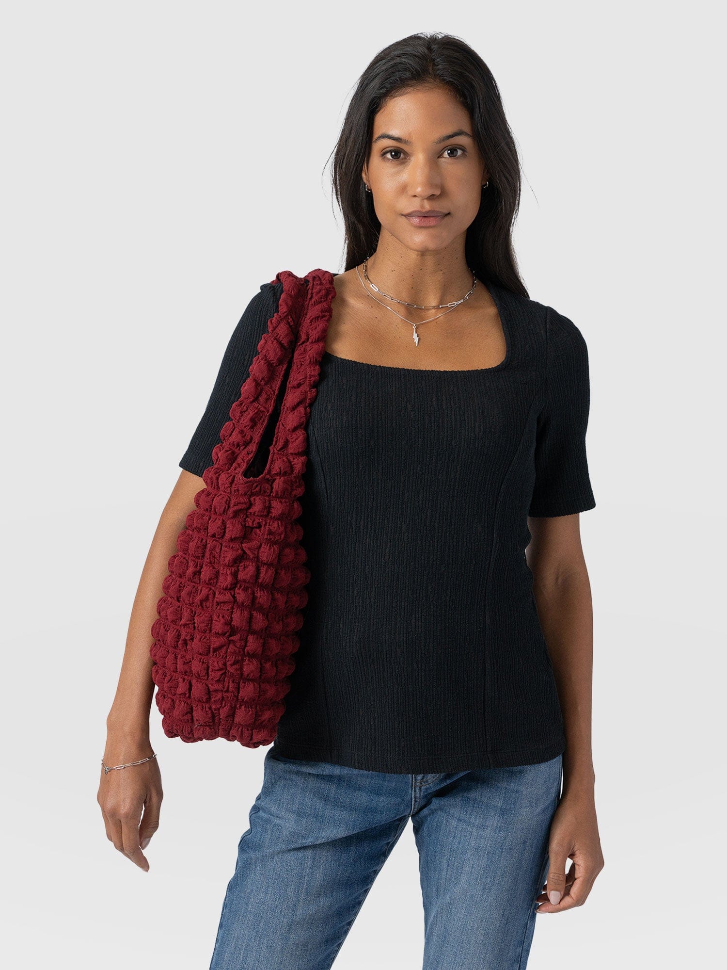 Mabel Short Sleeve Tee Textured Black