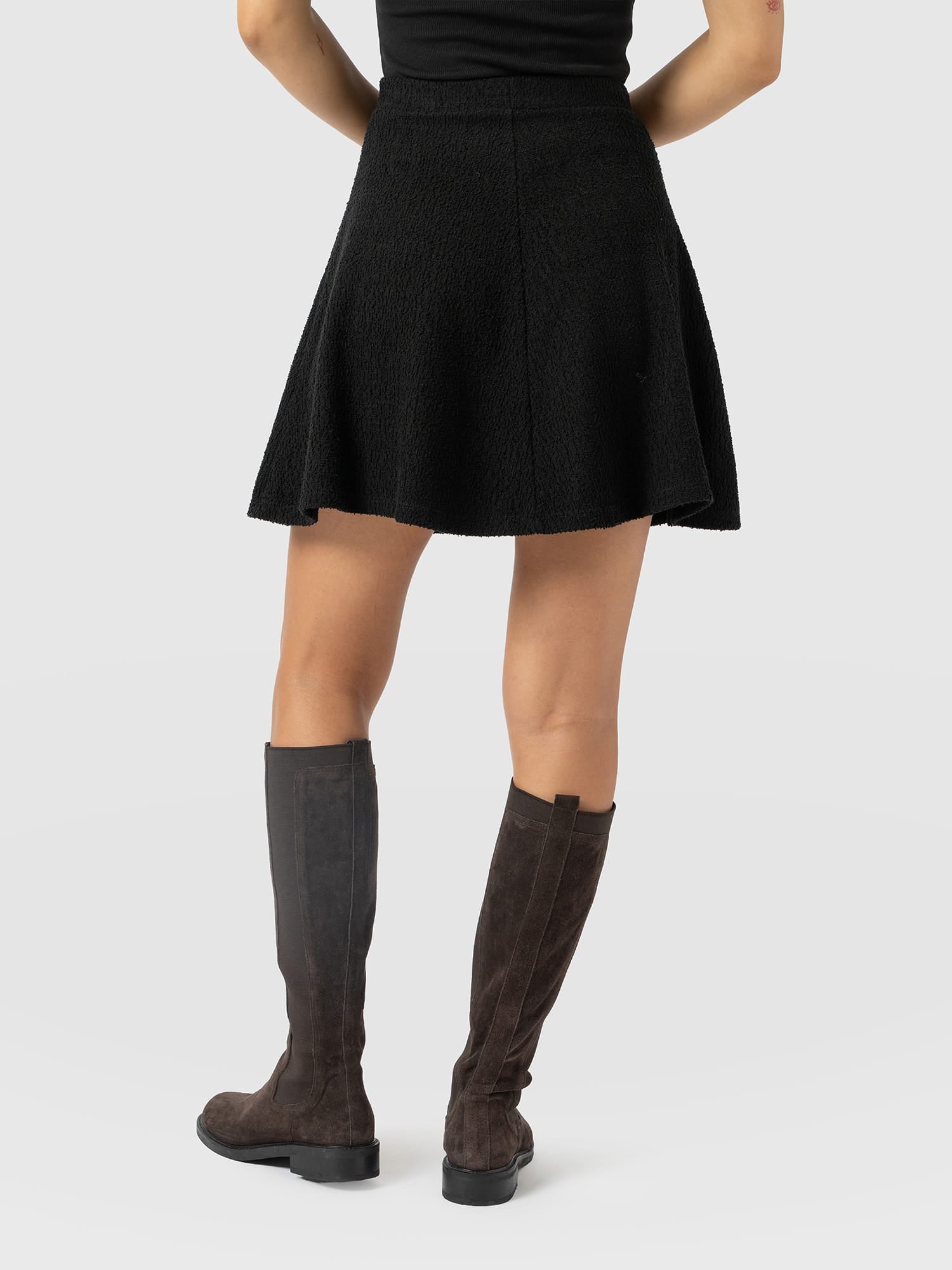 Macie Mini Skirt - Black Boucle