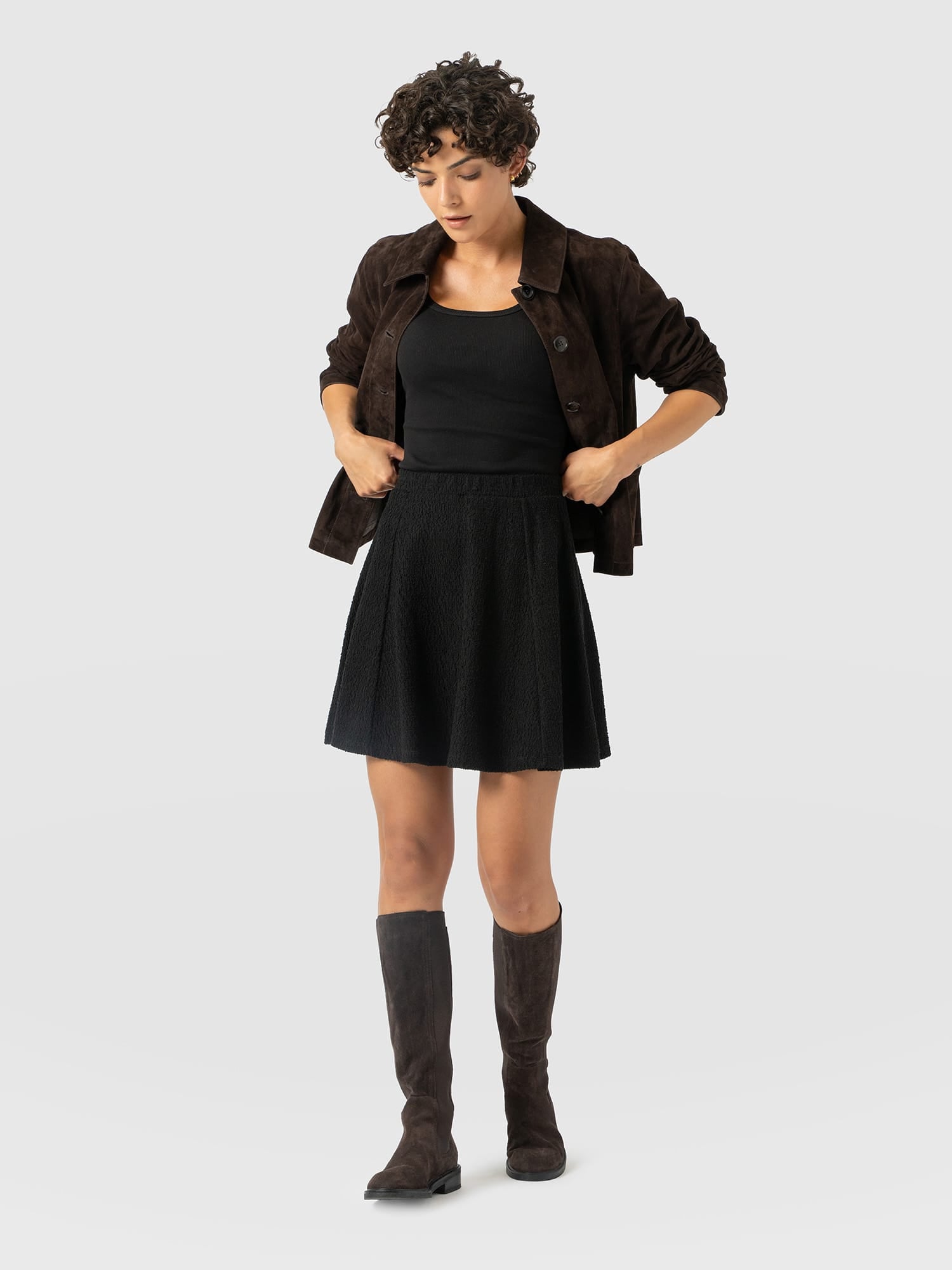Macie Mini Skirt - Black Boucle