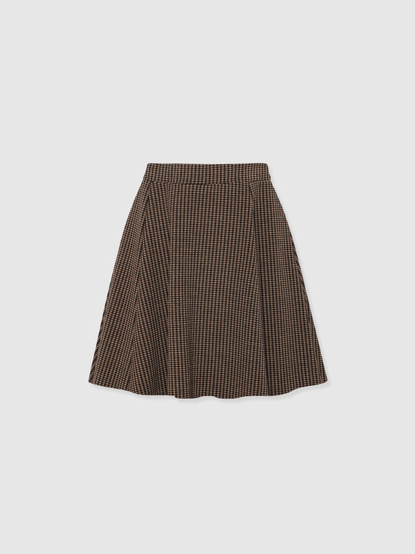 Macie Mini Skirt - Brown Mini Houndstooth