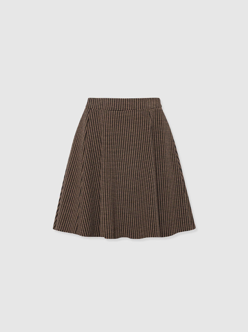 Macie Mini Skirt - Brown Mini Houndstooth
