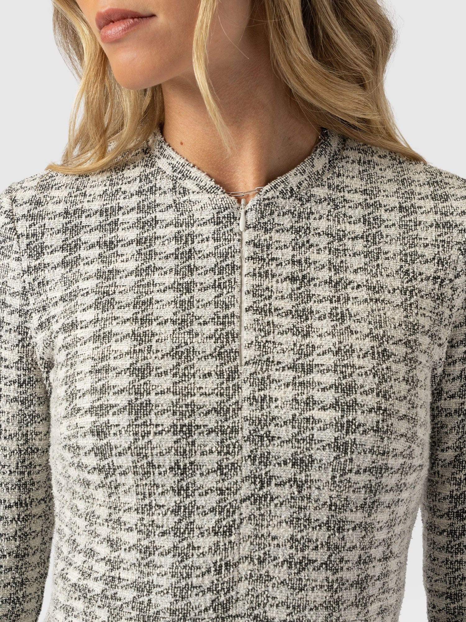 Macie Zip Up Dress - Cream Boucle