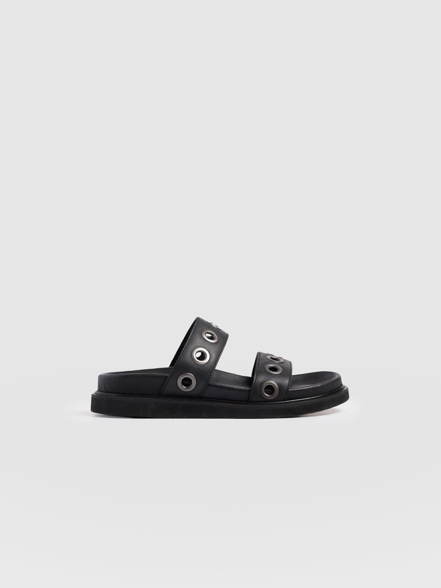 Madison Eyelet Slides - Black - Women's Shoes | Saint + Sofia® UK