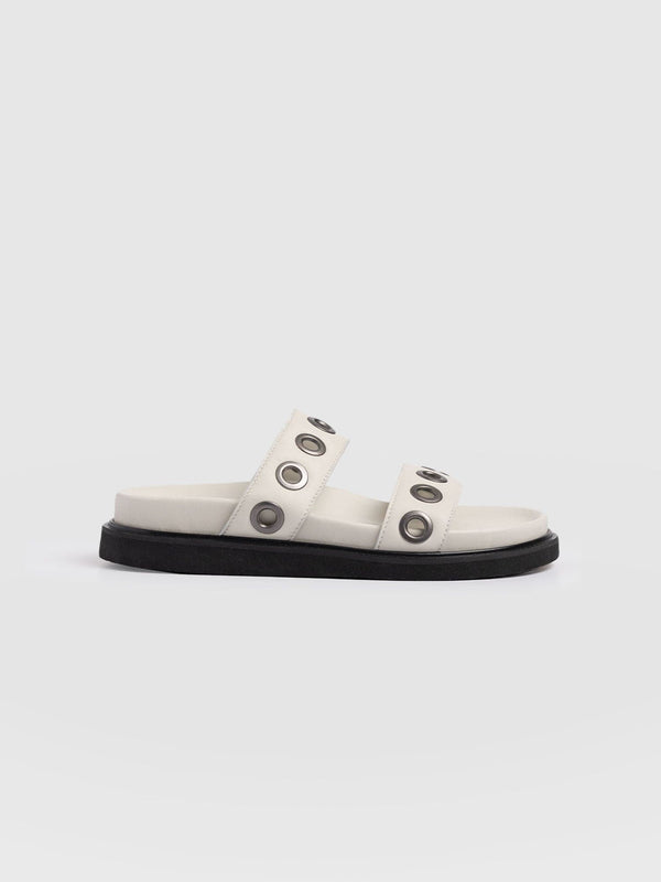 Madison Eyelet Slides - Cream