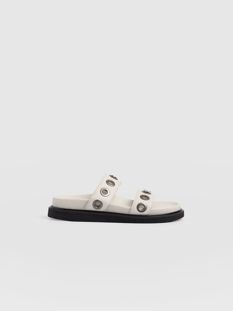 Madison Eyelet Slides - Cream