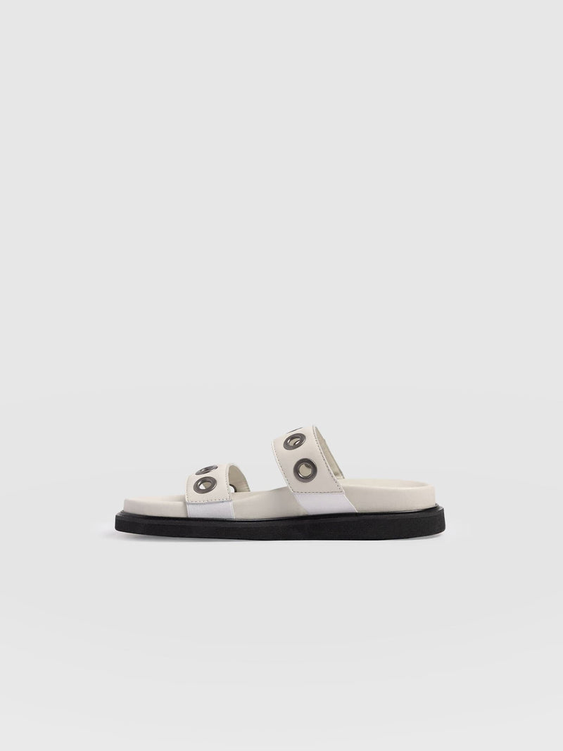 Madison Eyelet Slides - Cream