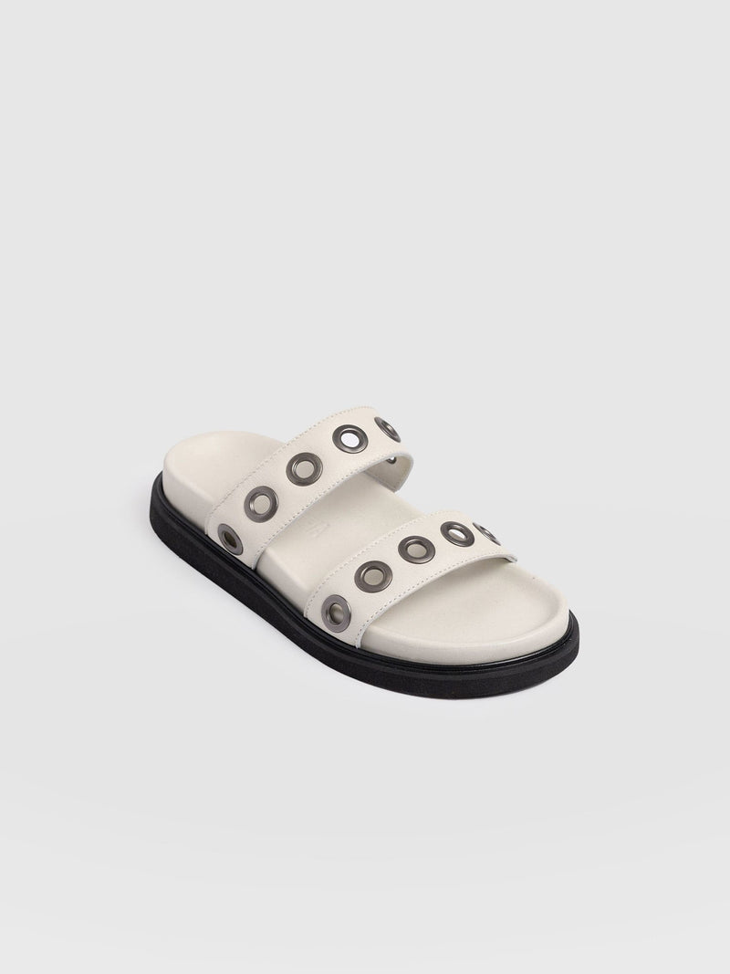 Madison Eyelet Slides - Cream