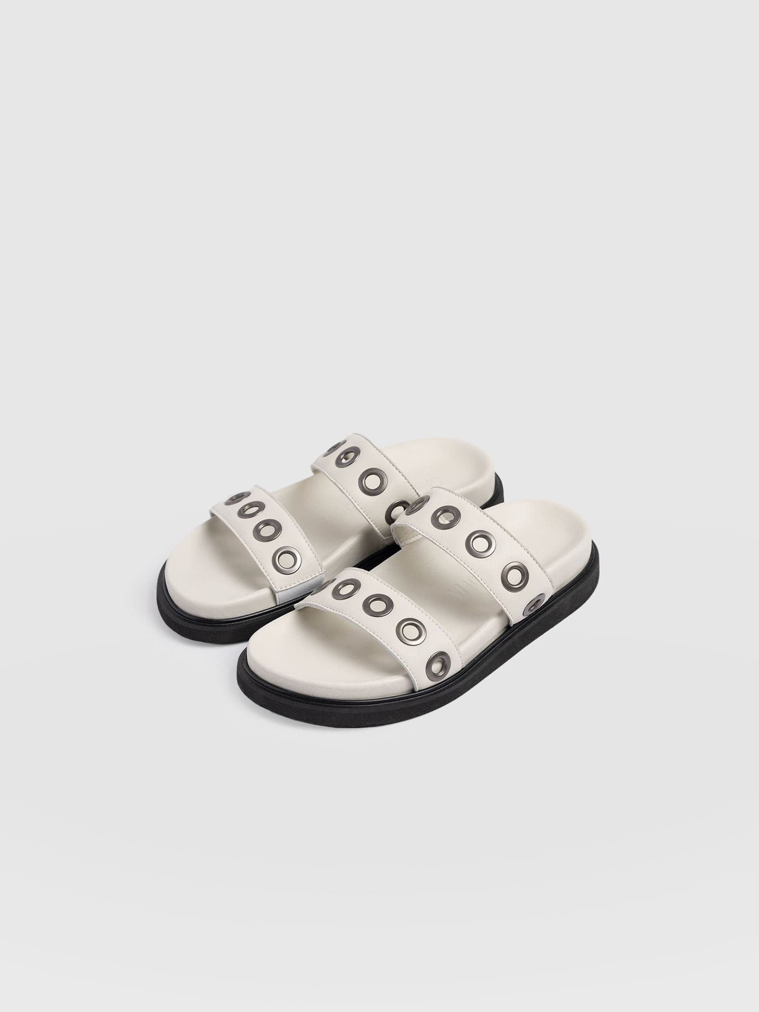 Madison Eyelet Slides - Cream - Women's Shoes | Saint + Sofia® UK
