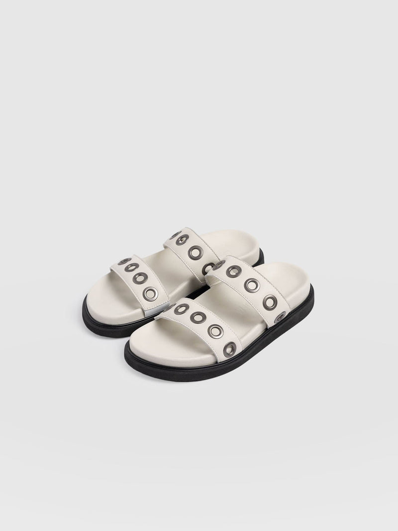 Madison Eyelet Slides - Cream