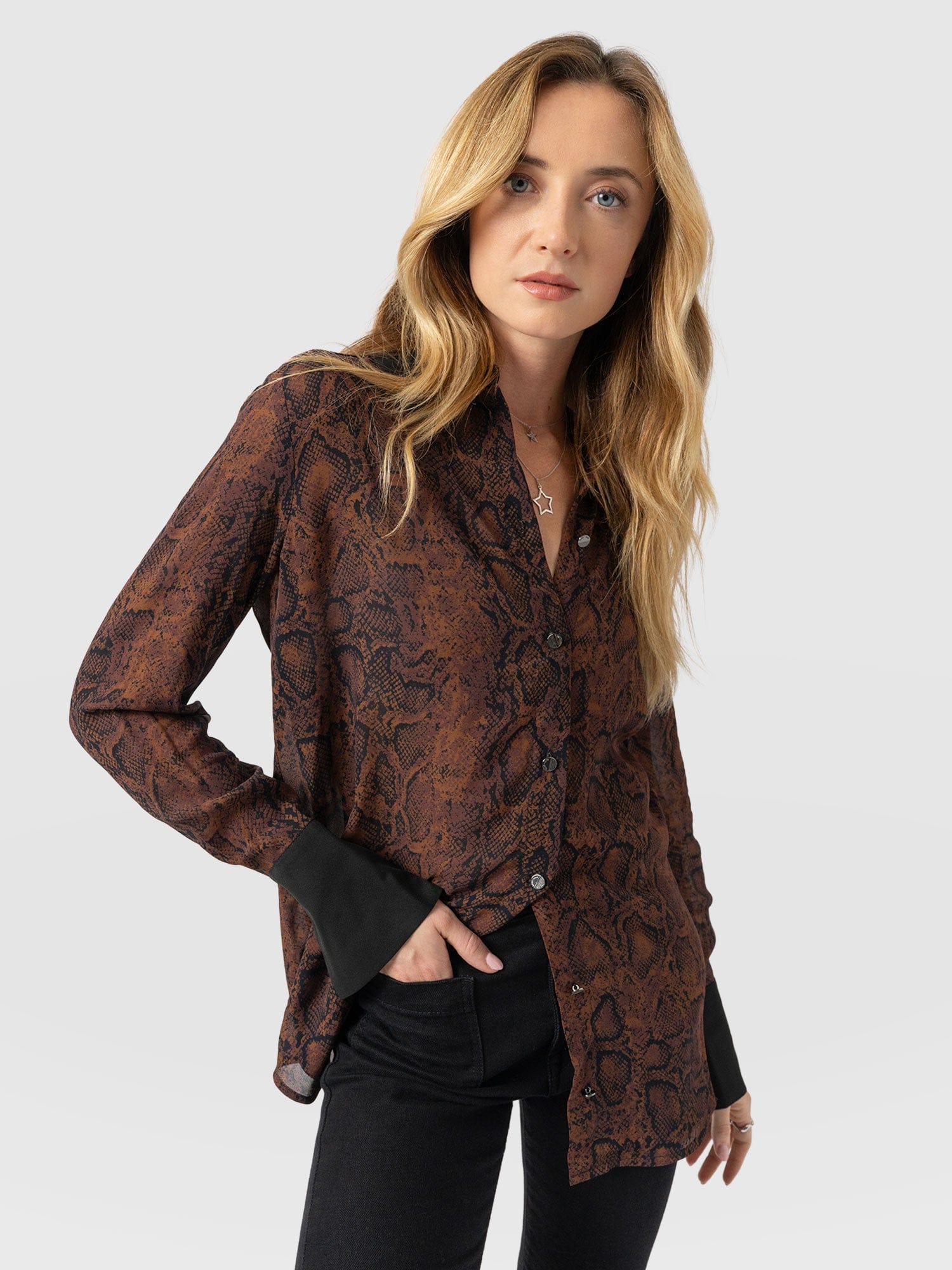 Madison Shirt - Brown Snake