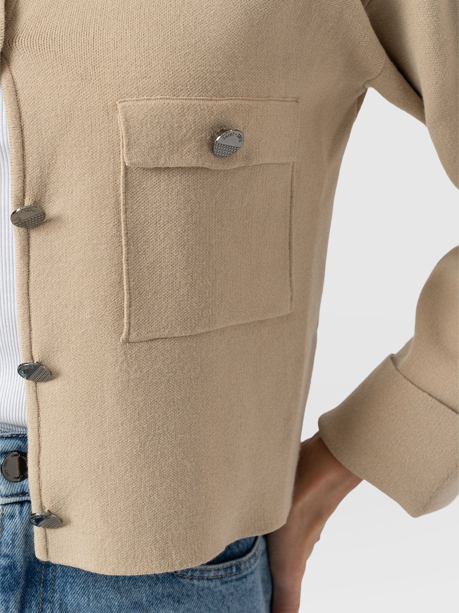 Maeva Knit Jacket Cream - Women's Wool Jacket | Saint + Sofia® UK