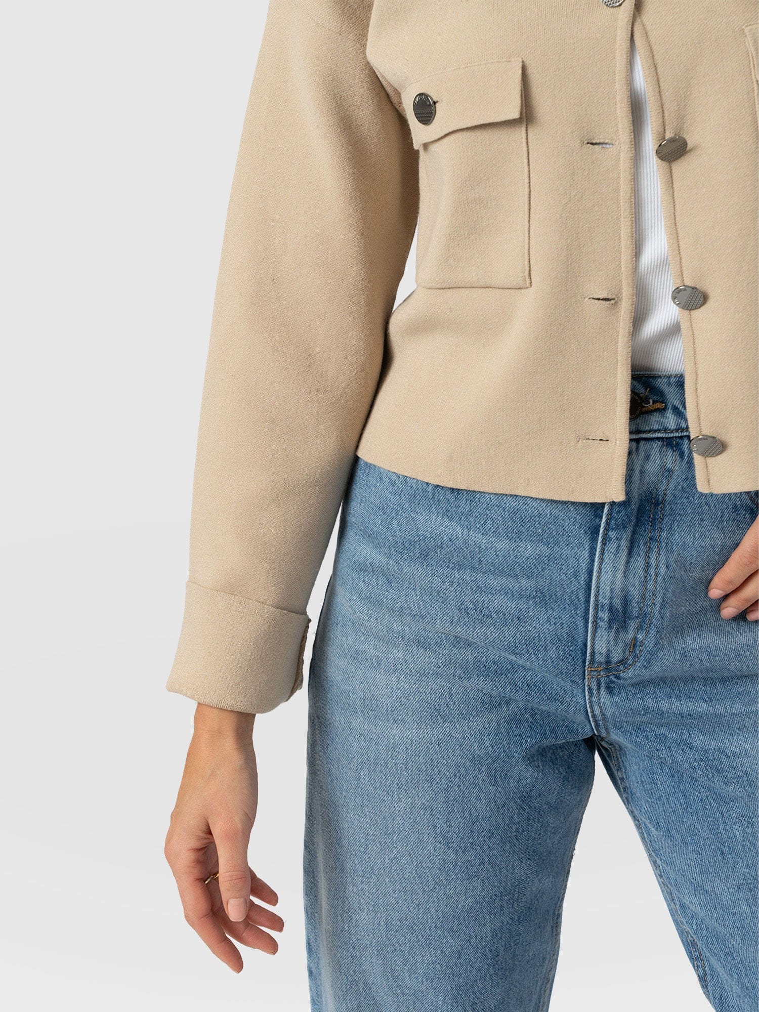 Maeva Knit Jacket Cream - Women's Wool Jacket | Saint + Sofia® UK