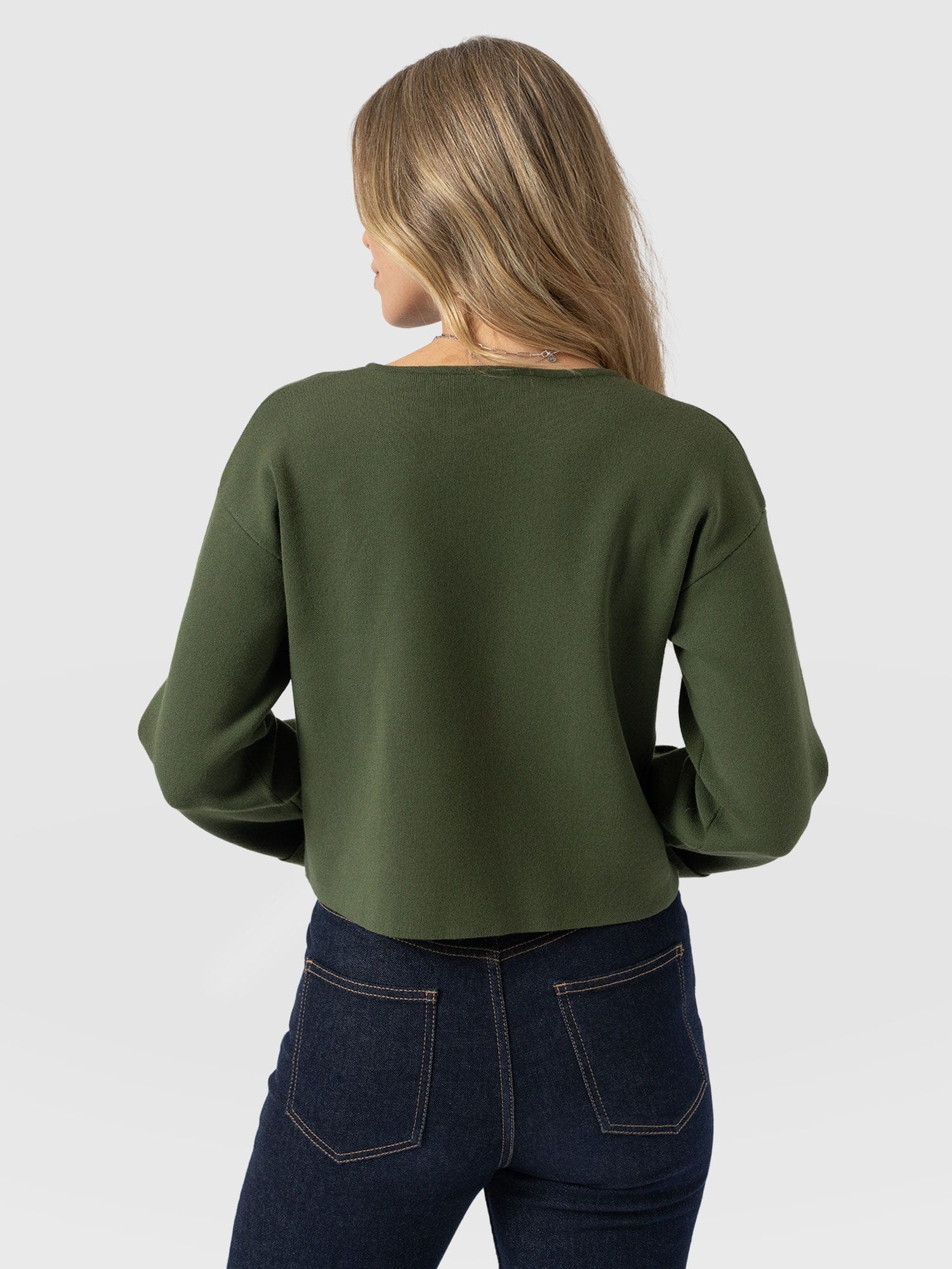Maeva Knit Jacket - Khaki - Women's Knitwears | Saint + Sofia® UK