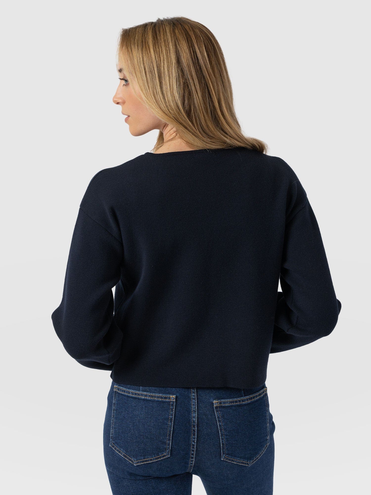 Maeva Knit Jacket Navy - Women's Jacket | Saint + Sofia® UK