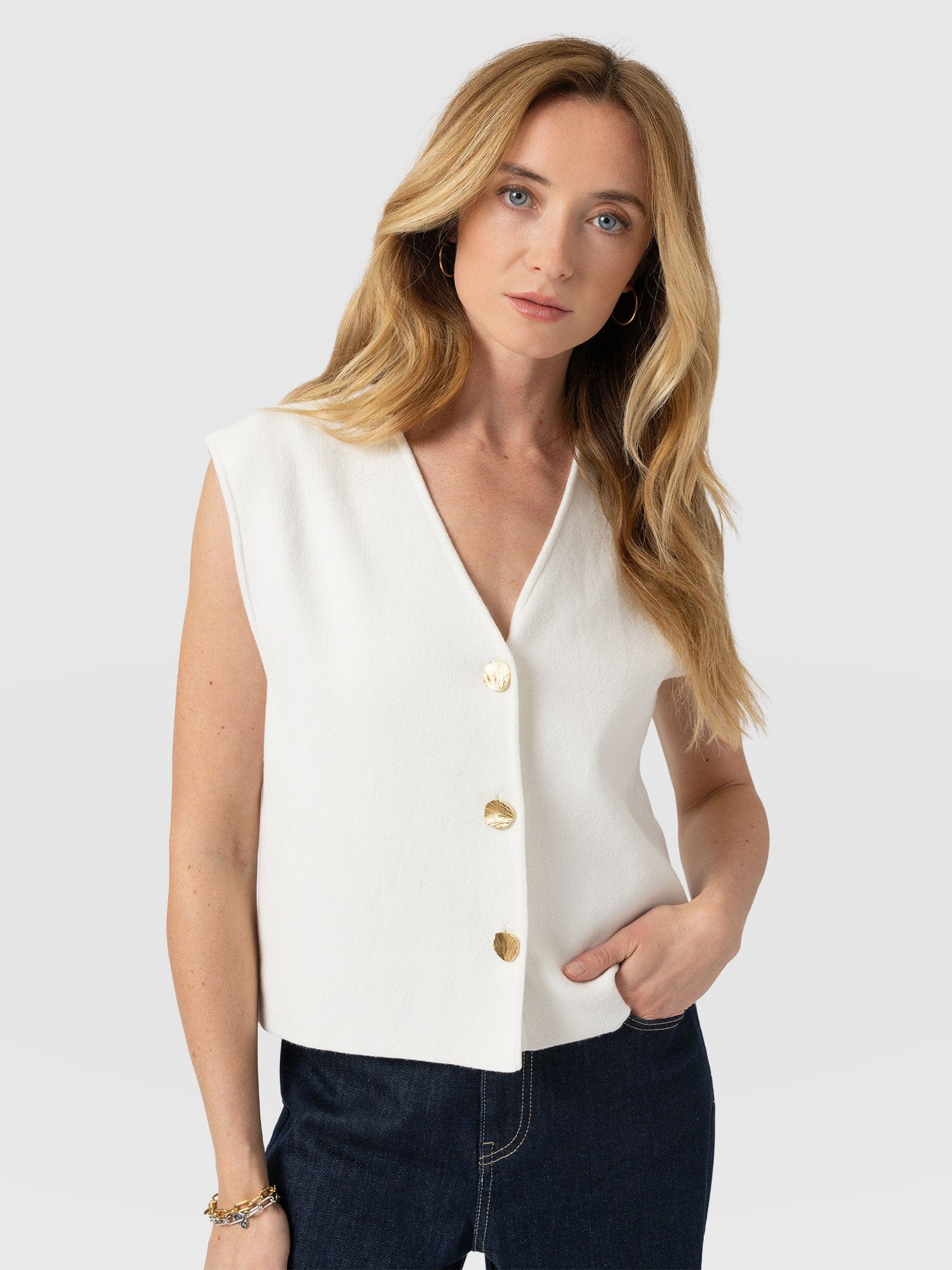Maeva Knit Waistcoat - Cream