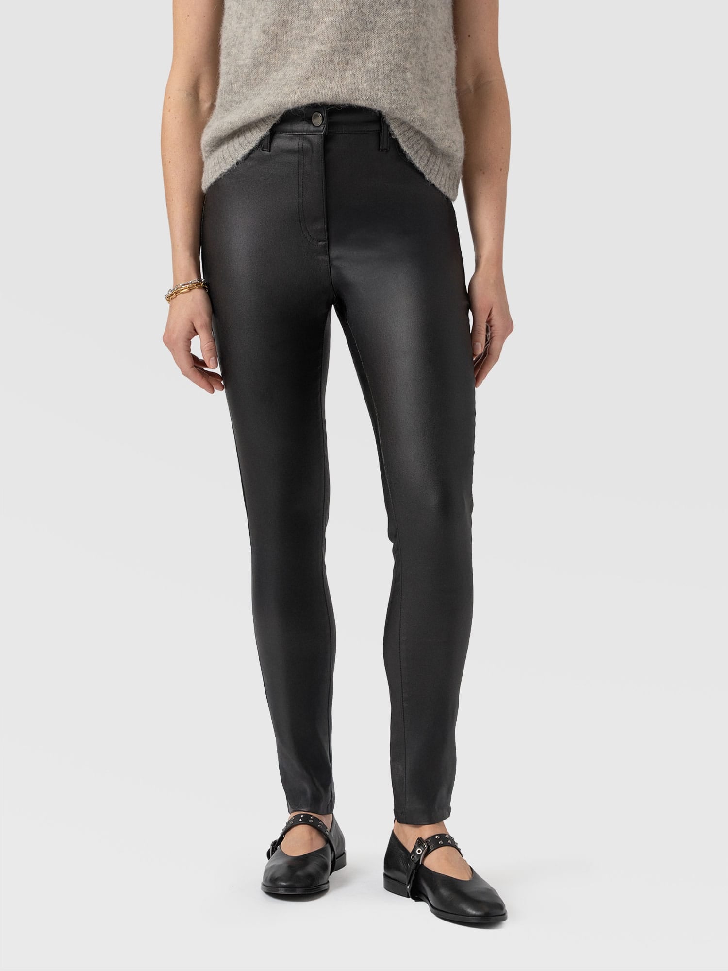 Maeva Skinny Pant - Black Coated