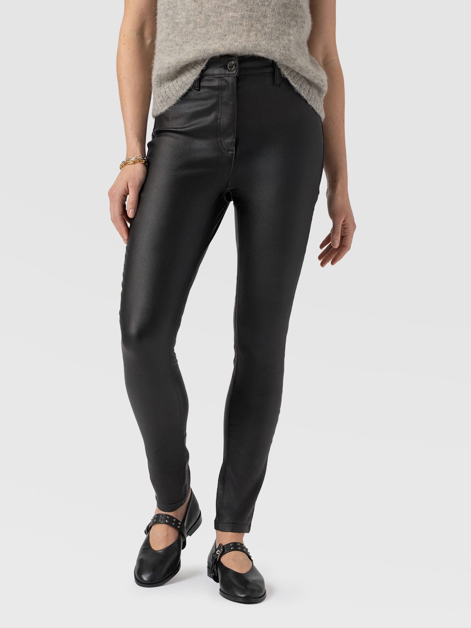 Maeva Skinny Pant - Black Coated