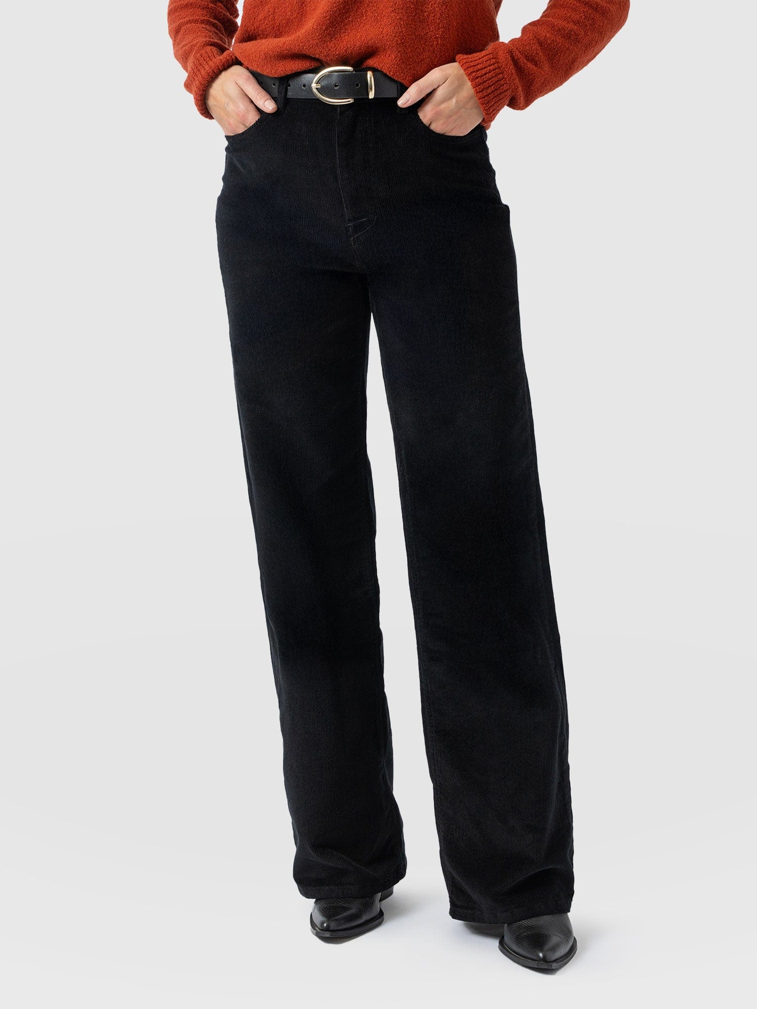 Maeve Wide Leg Pant - Black Cord