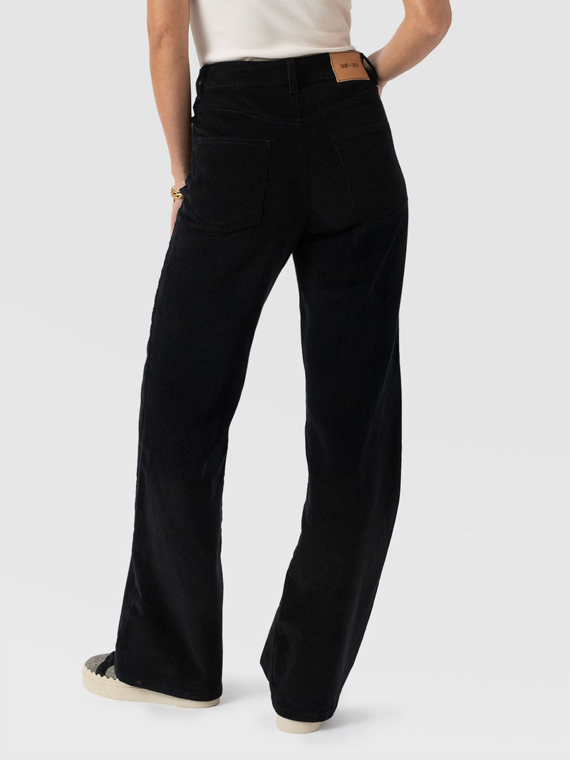 Maeve Wide Leg Pant - Black Cord