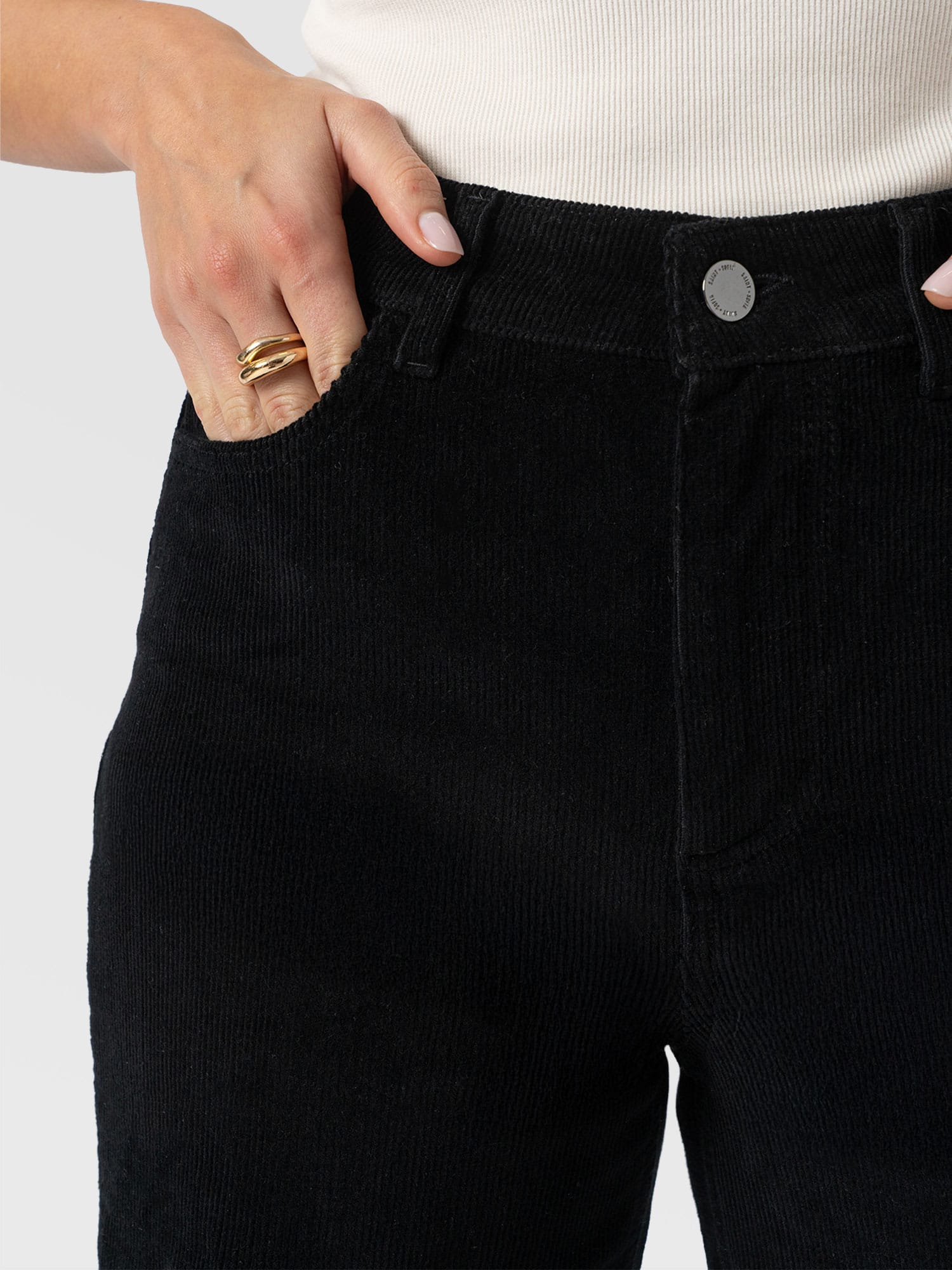 Maeve Wide Leg Pant - Black Cord
