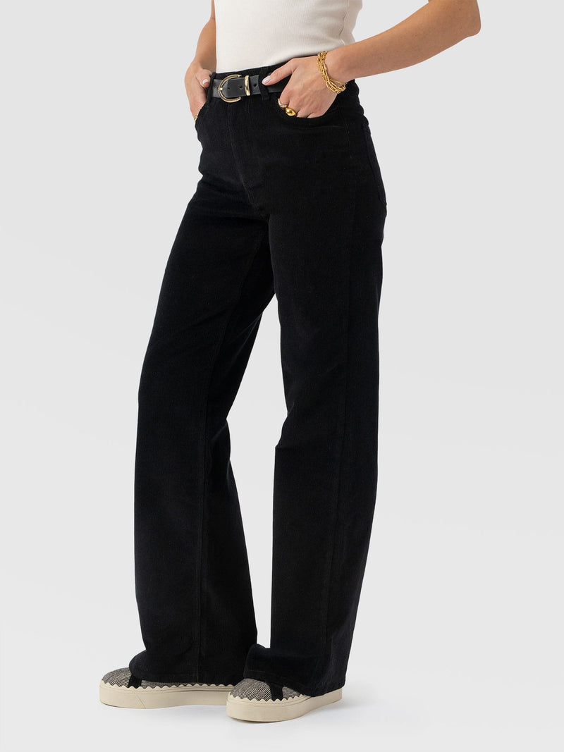 Maeve Wide Leg Pant - Black Cord