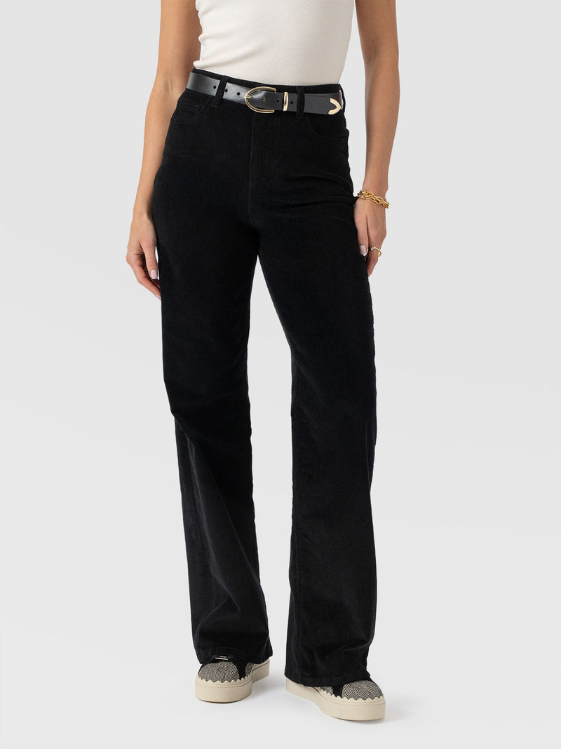 Maeve Wide Leg Pant - Black Cord