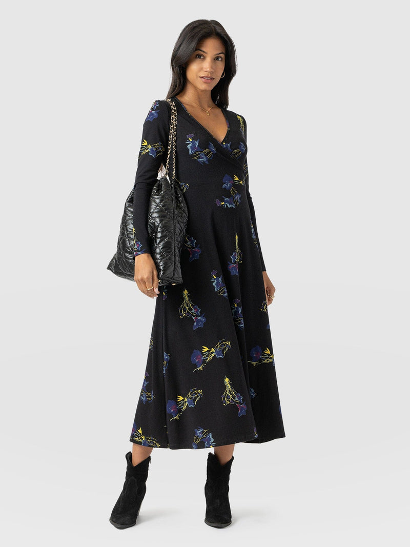 Maggie Wrap Midi Dress - Blue Lily Gardens