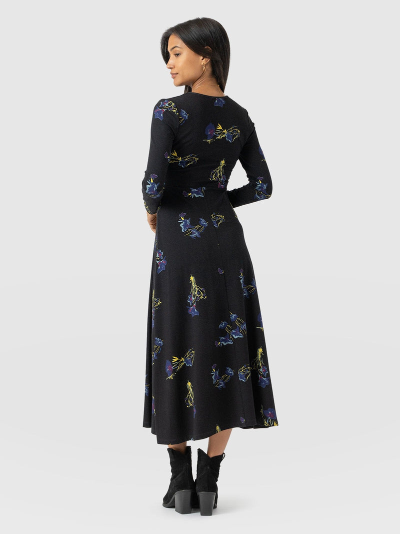 Maggie Wrap Midi Dress - Blue Lily Gardens