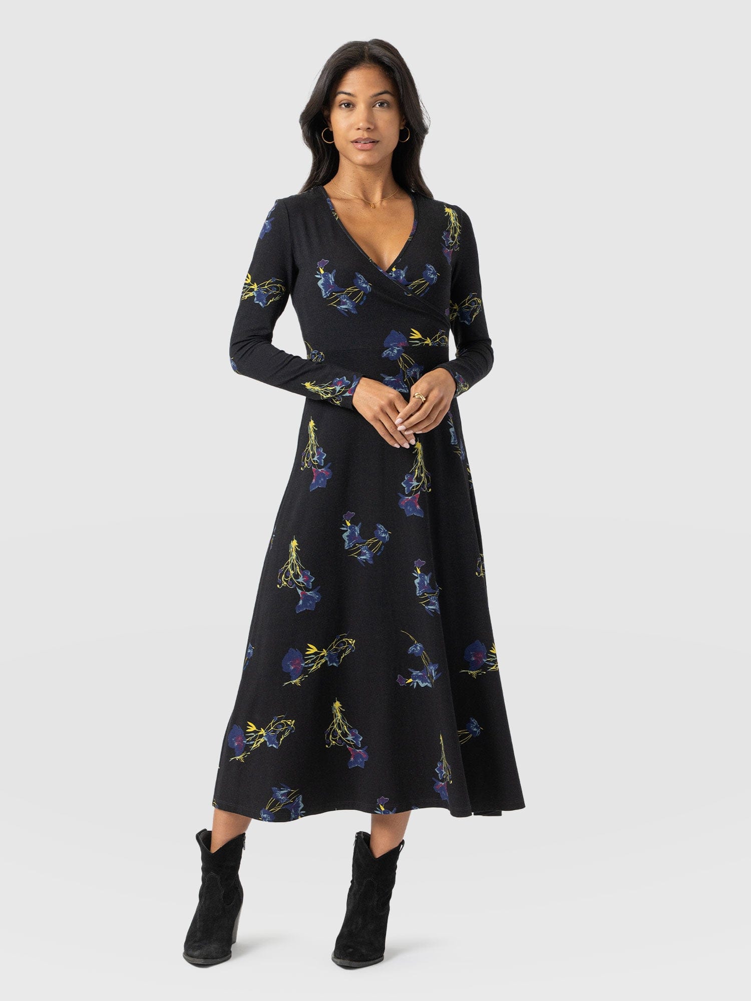 Maggie Wrap Midi Dress - Blue Lily Gardens