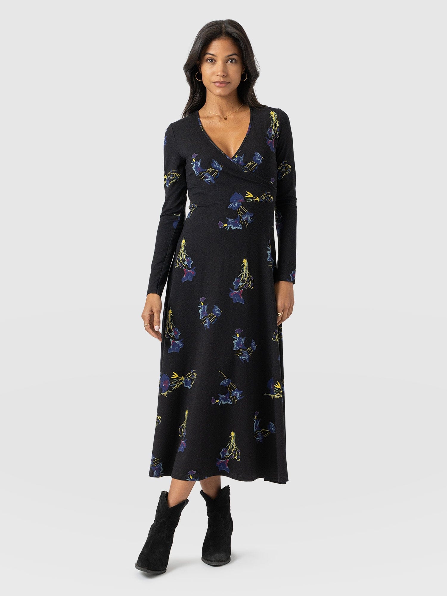 Maggie Wrap Midi Dress - Blue Lily Gardens