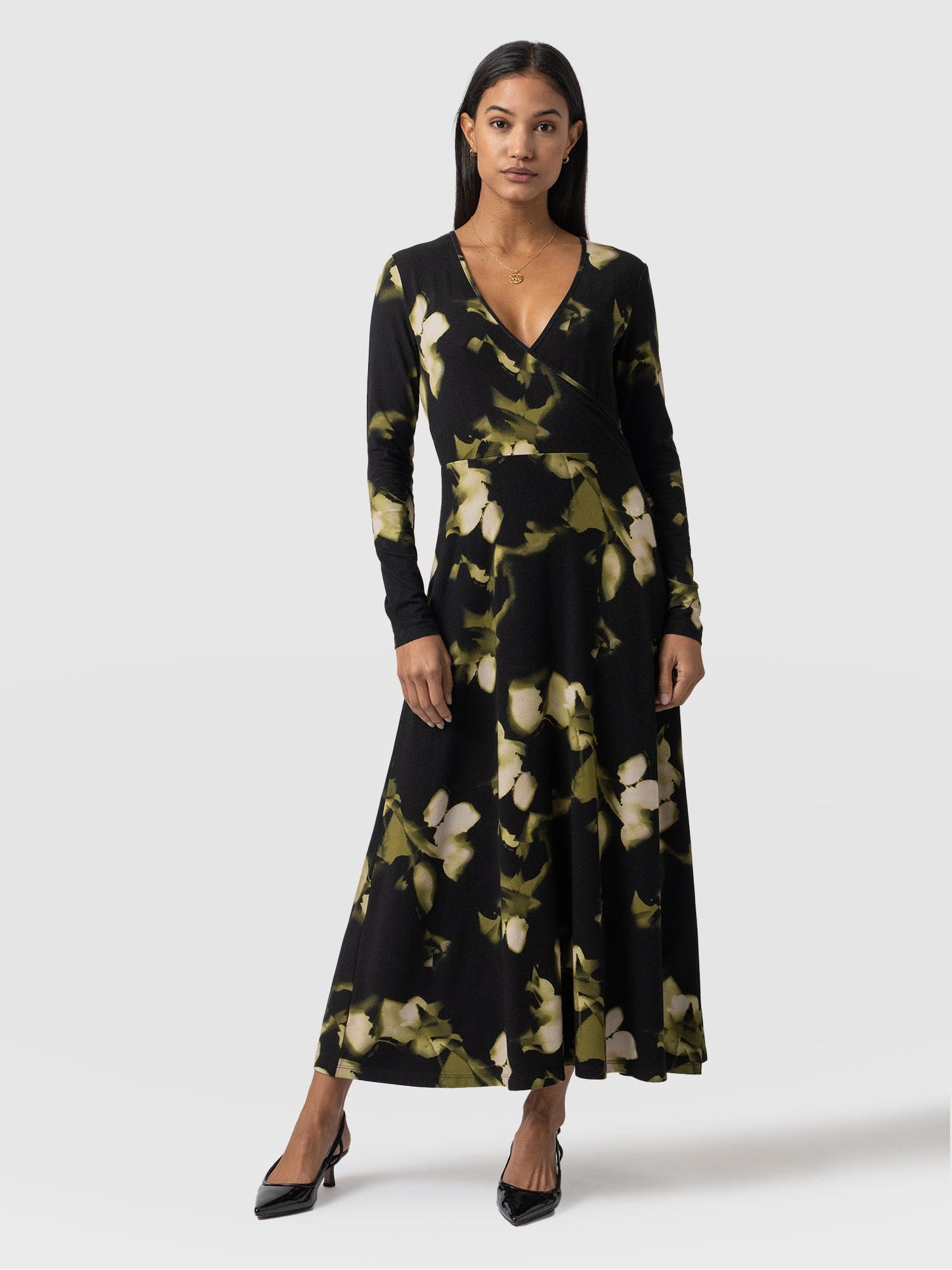 Maggie Wrap Dress Green Aurora