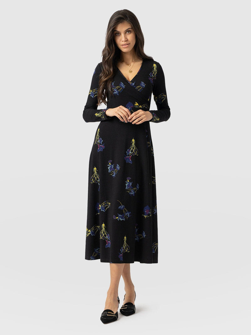 Maggie Wrap Midi Dress - Blue Lily Gardens