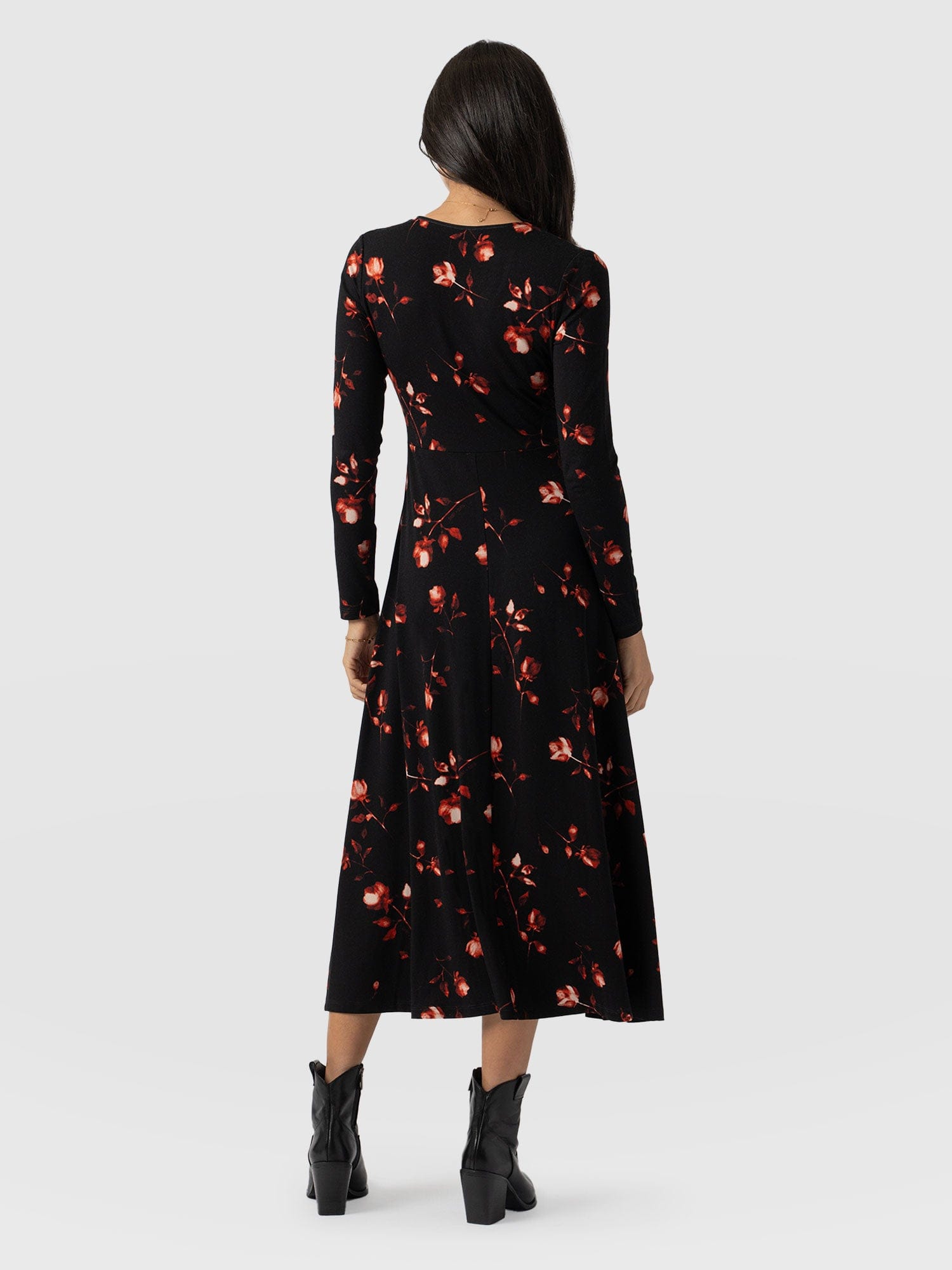 Maggie Wrap Midi Dress Dark Roses - Women's Dresses | Saint + Sofia® UK