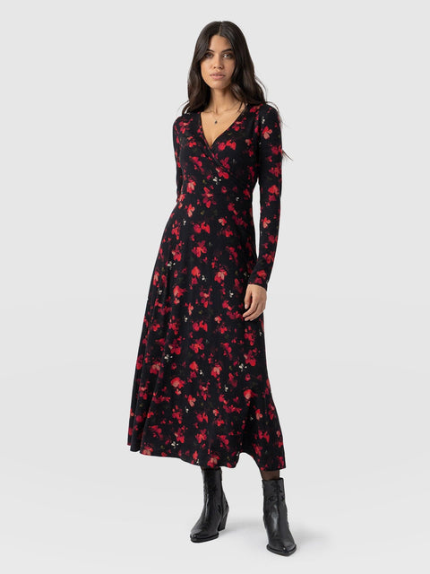 Maggie Wrap Midi Dress Pink Aurora - Women's Dresses | Saint + Sofia® UK