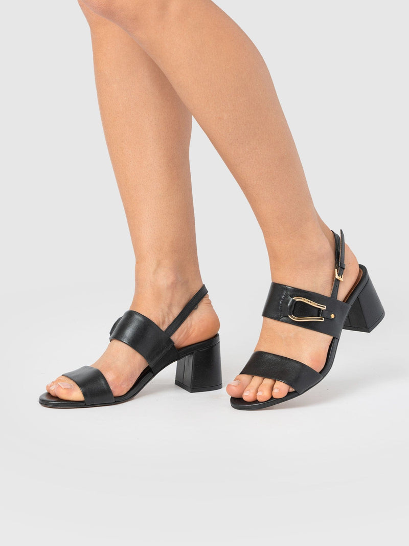 Maida Block Heeled Mules - Black