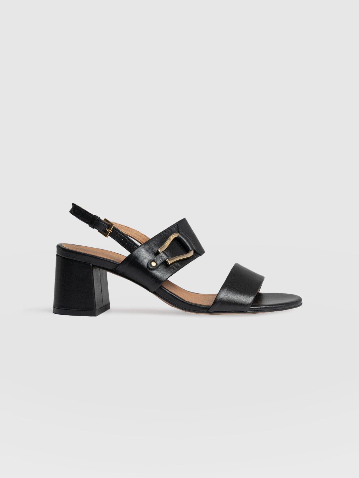 Maida Block Heeled Mules - Black