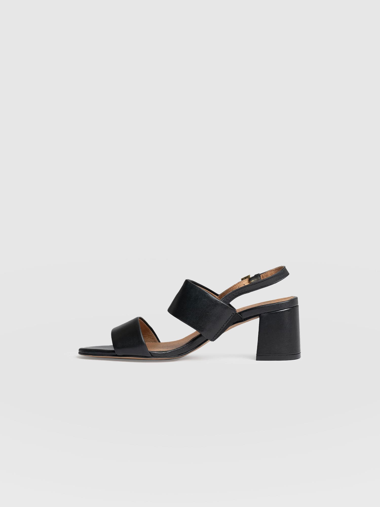 Maida Block Heeled Mules - Black