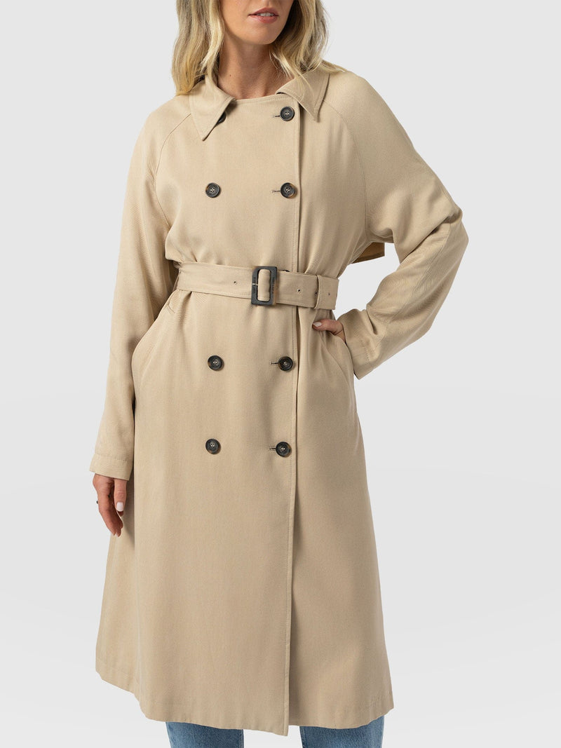 Marion Double Breasted Trench Beige - Women's Overcoats | Saint + Sofia® UK