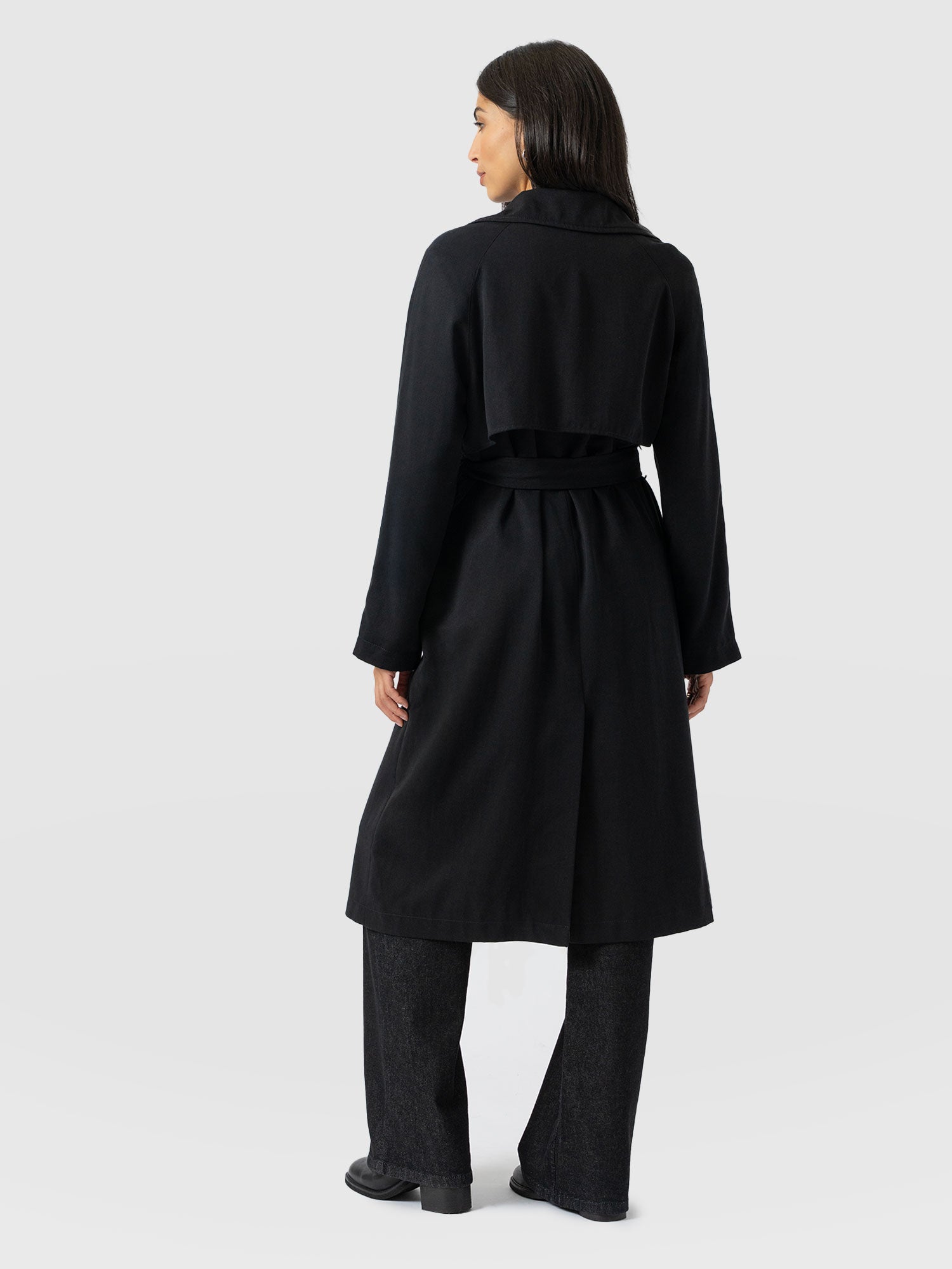 Marion Double Breasted Trench Black - Women's Overcoats | Saint + Sofia® UK