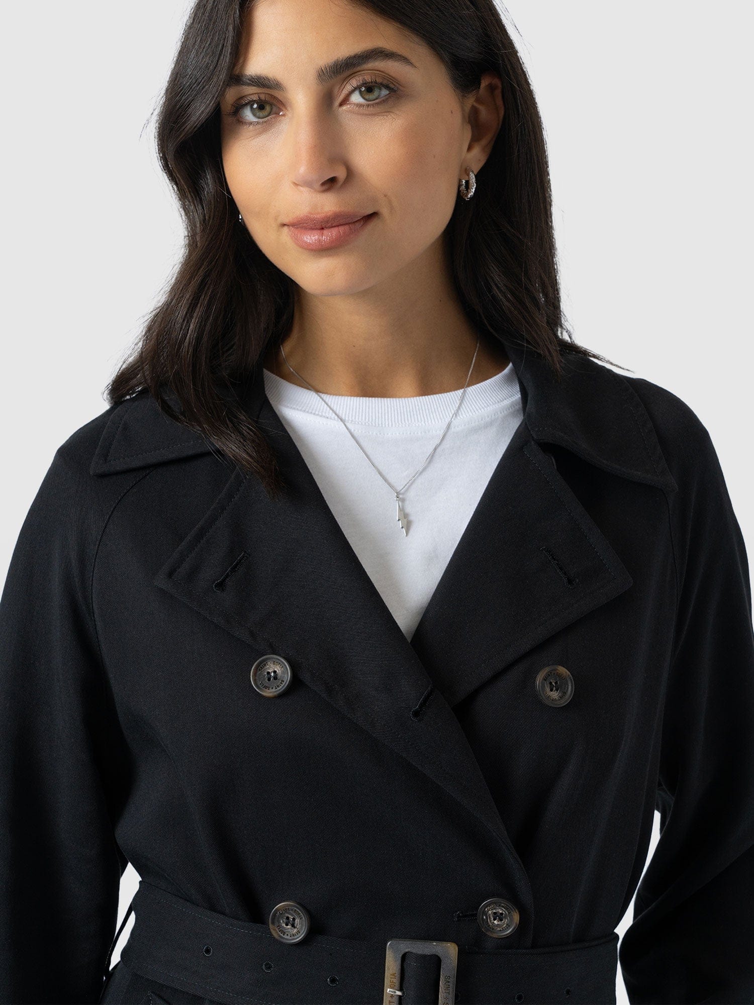Marion Double Breasted Trench Black - Women's Overcoats | Saint + Sofia® UK