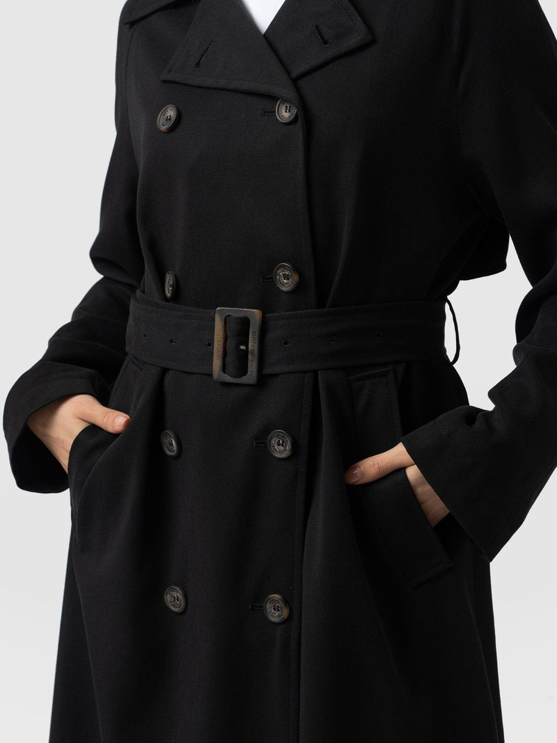 Marion Double Breasted Trench - Black