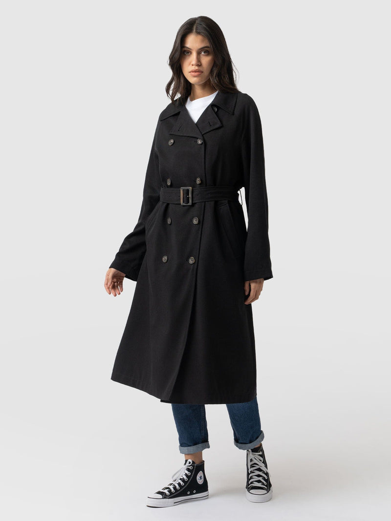 Marion Double Breasted Trench - Black