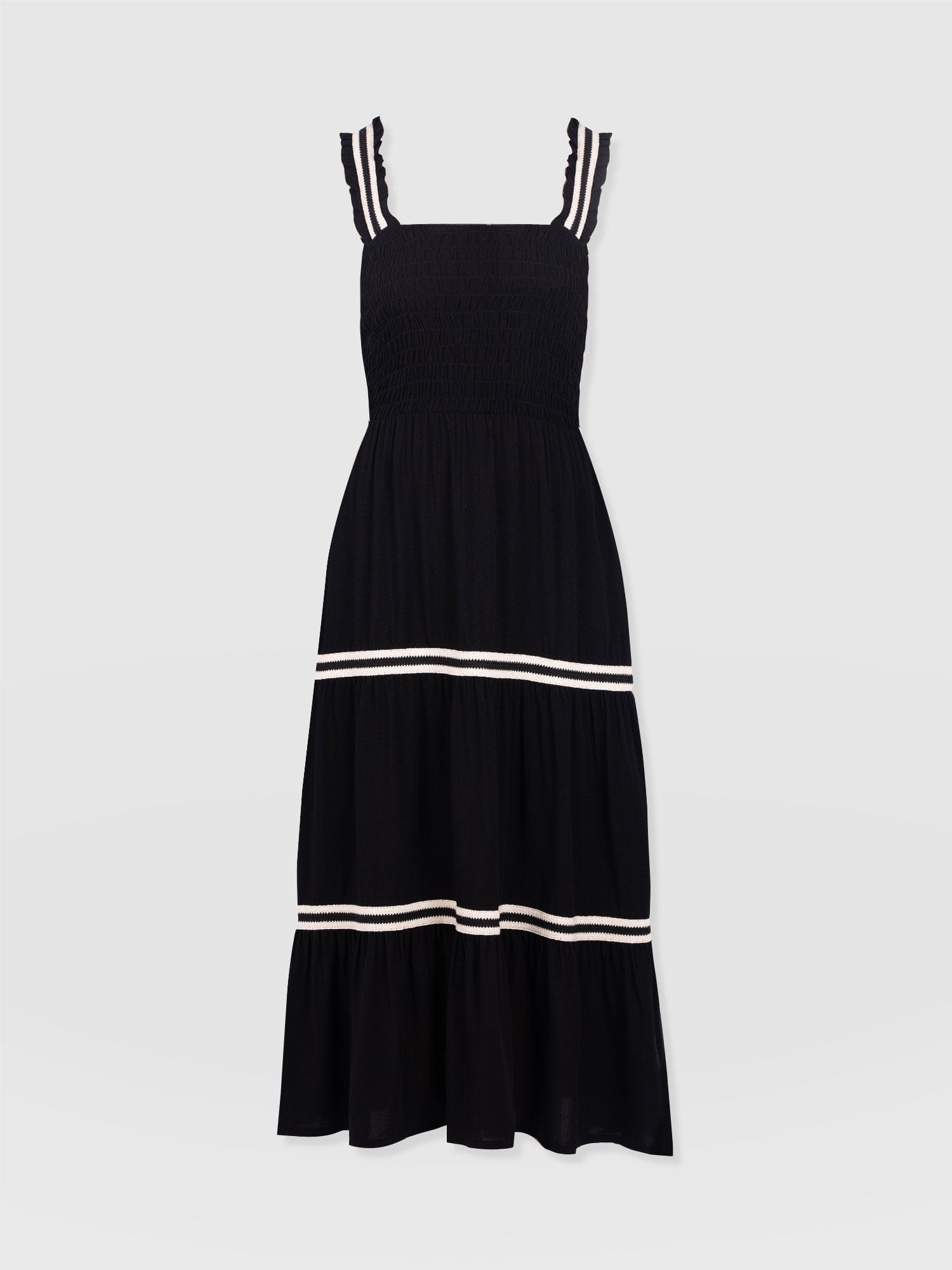 Maya Shirring Dress - Black - Women's Dresses | Saint and Sofia® UK