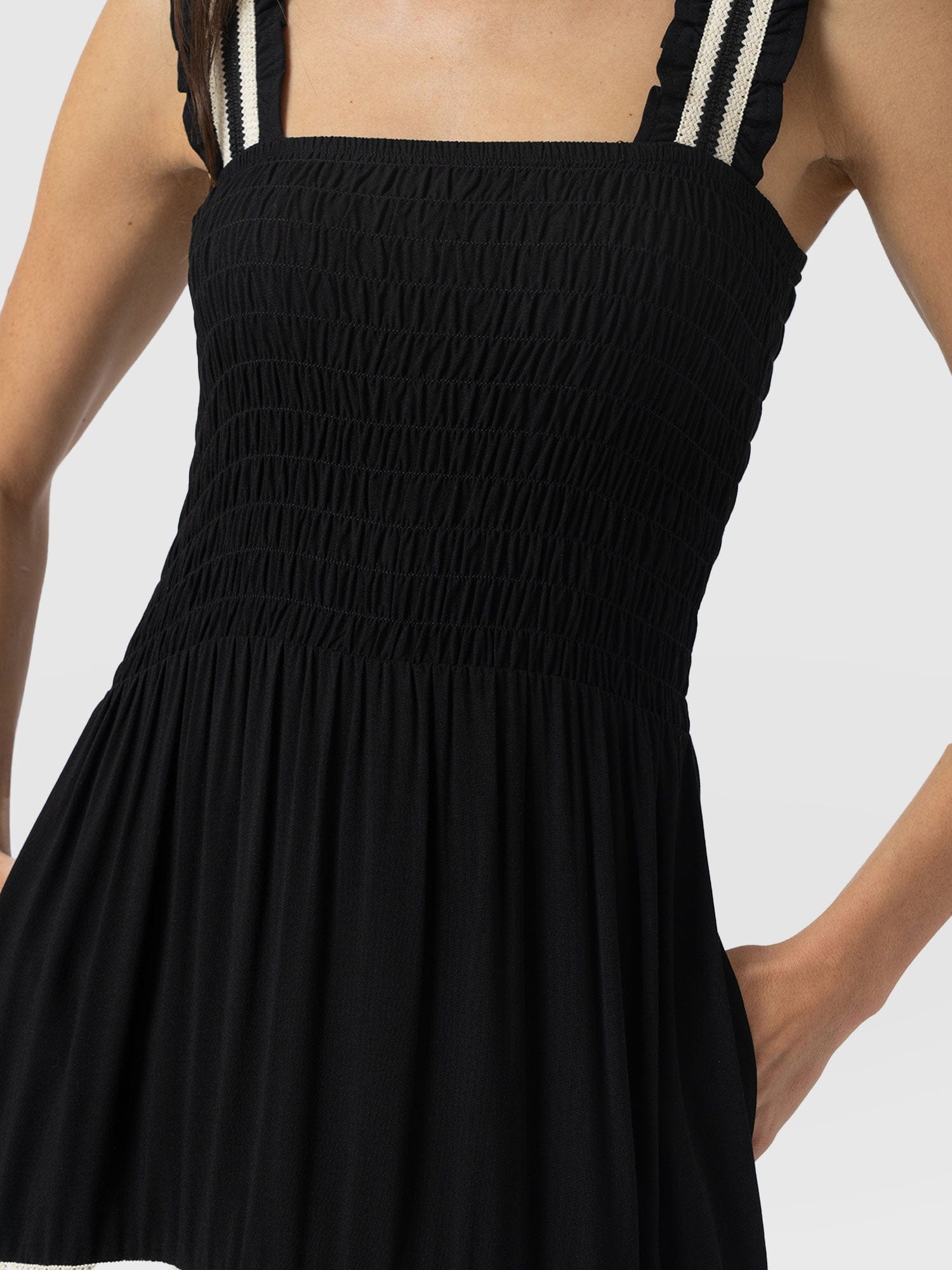 Maya Shirring Dress - Black - Women's Dresses | Saint and Sofia® UK