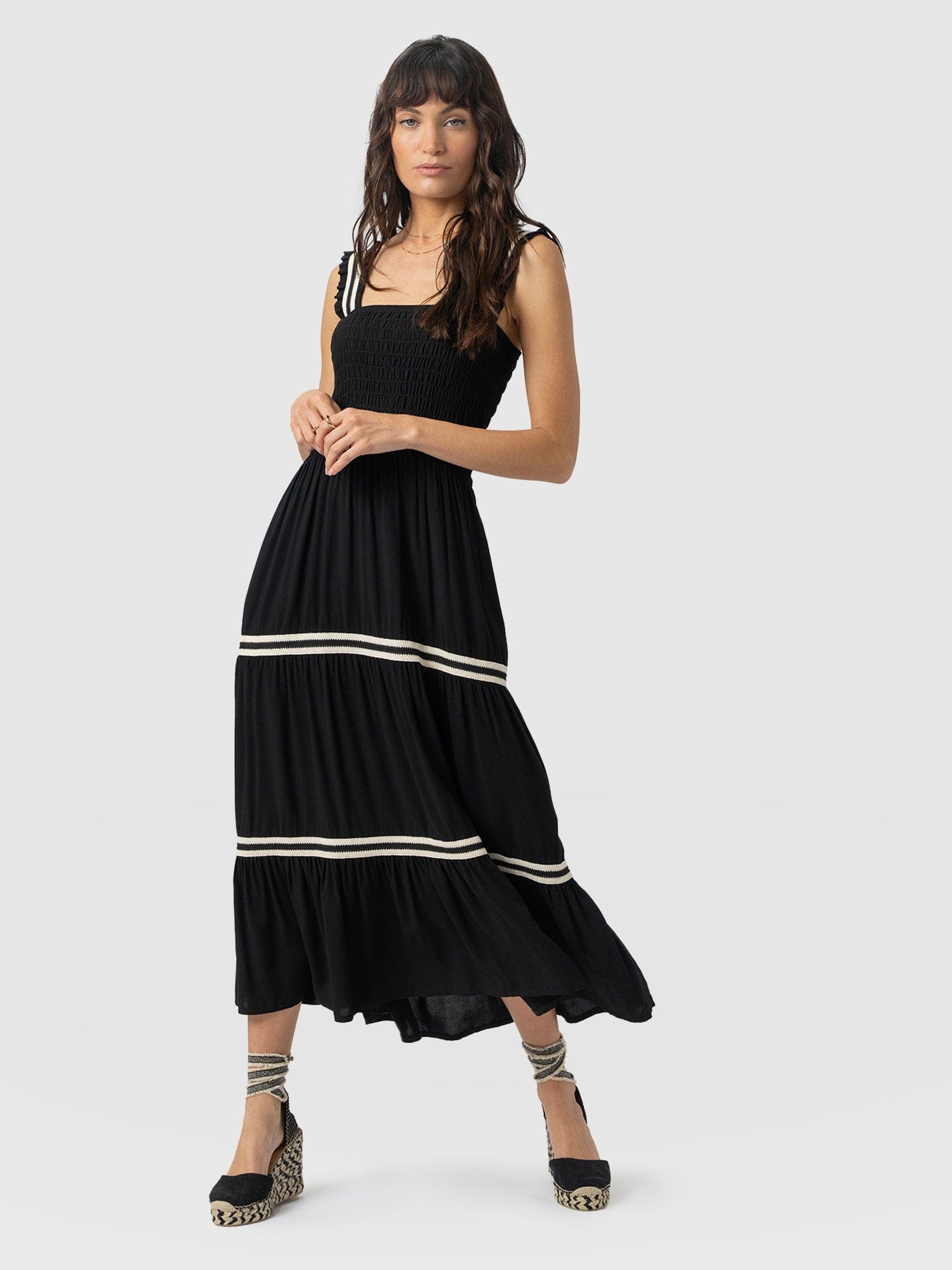 Maya Shirring Dress - Black - Women's Dresses | Saint and Sofia® UK